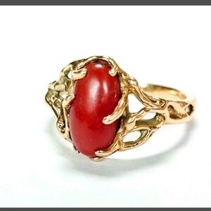 14k coral ring size 8